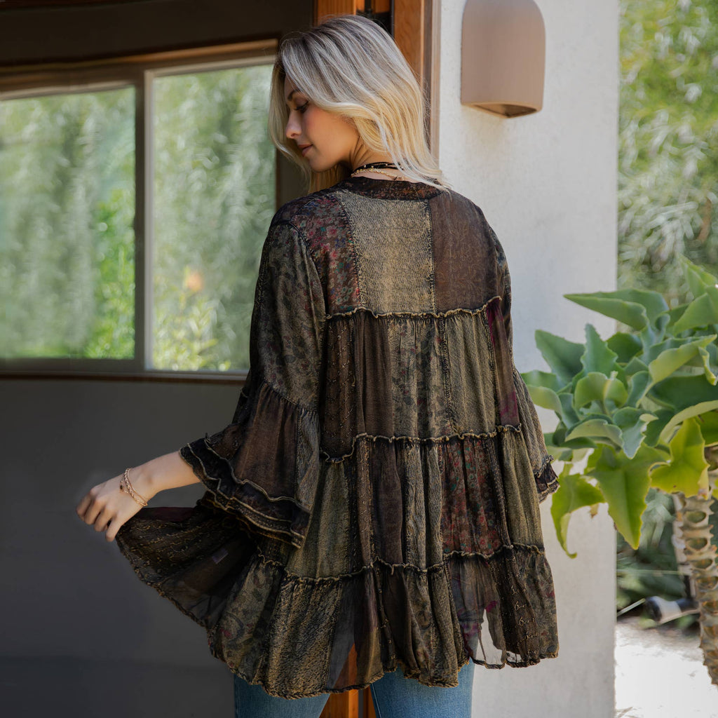 Chic Overdyed Band Collar Jhabla Top (New Color)