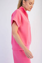 Rae Mode - MODAL SCUBA QUARTER ZIP SHORT SLEEVE TOP