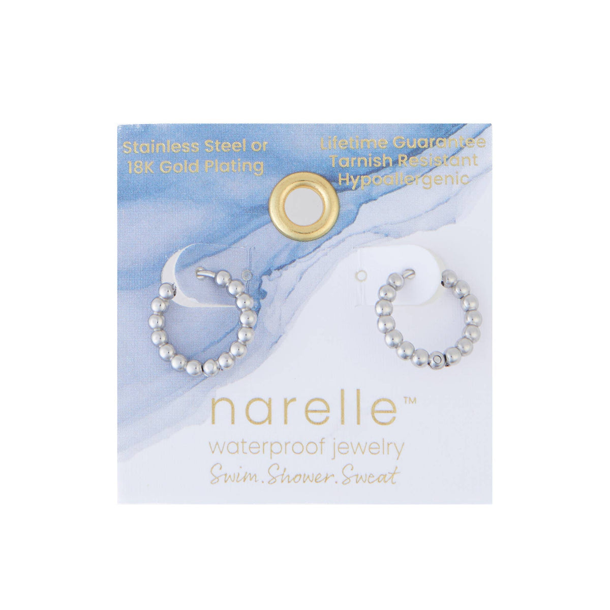 Howard's - Waterproof Earrings Narelle Beaded Hoop Gold & Steel Narelle