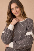 Haptics - Polka Dot Colorblock Cutout Back Pullover