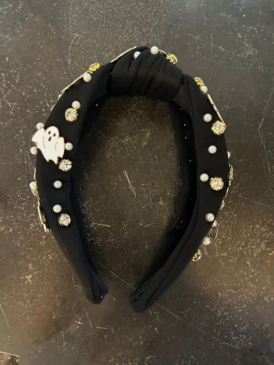Black Bejeweled Ghost Headband