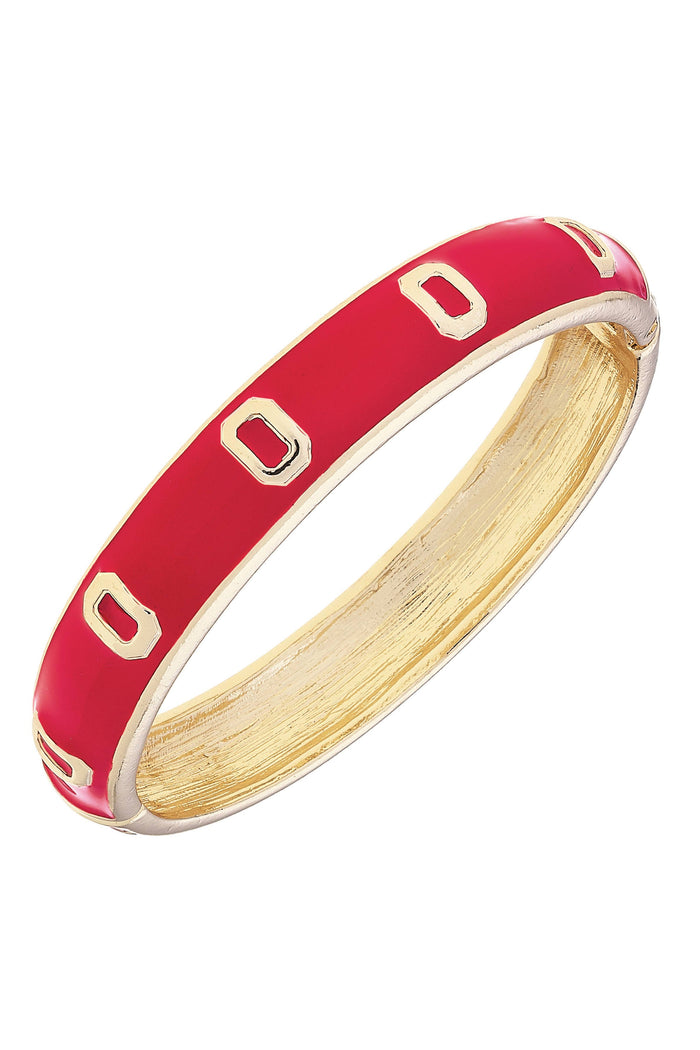 Canvas Style - Ohio State Buckeyes Sculpted Enamel Logo Hinge Bangle in Red