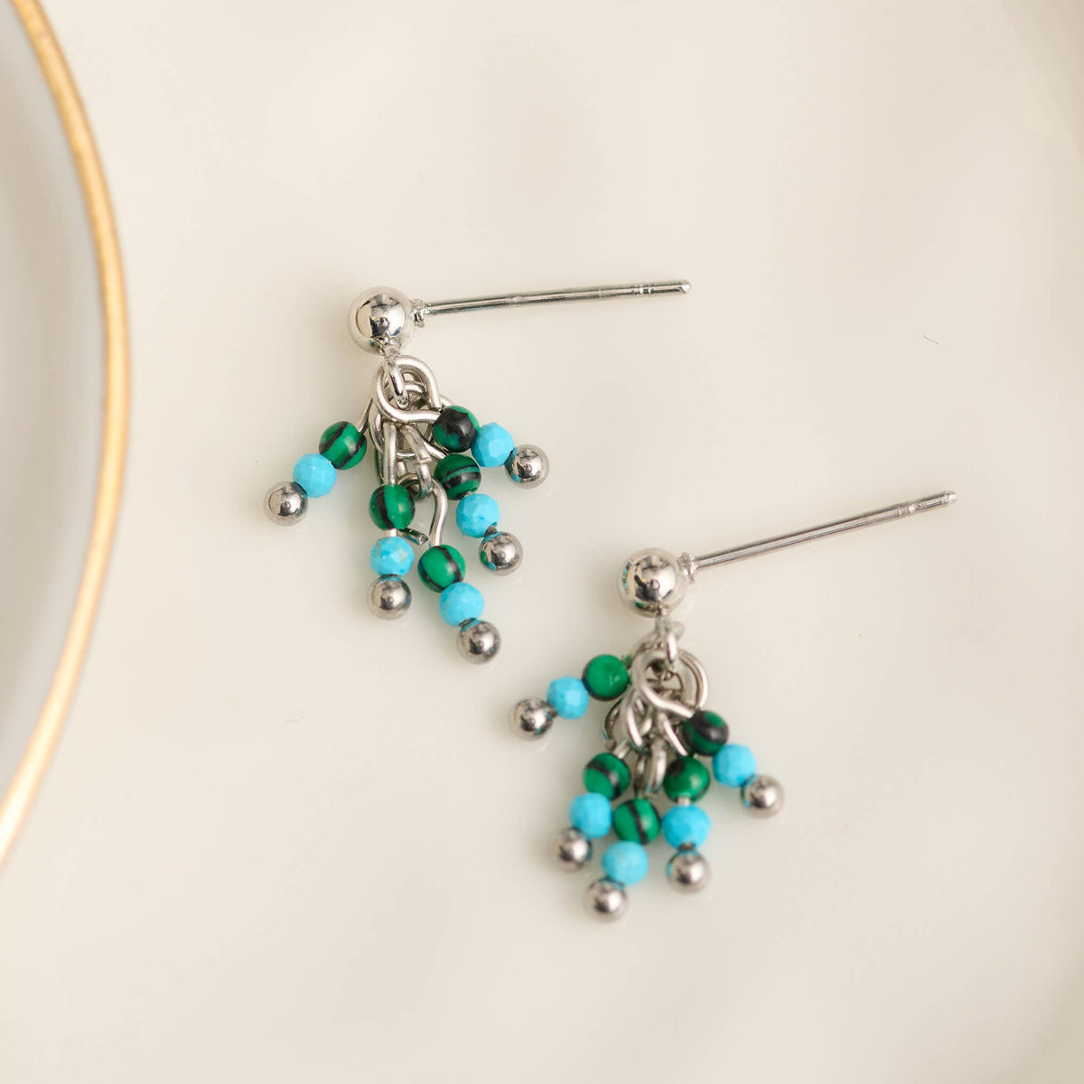 Howard's - Waterproof Earrings Fringe Drop Amazonite Narelle Silver