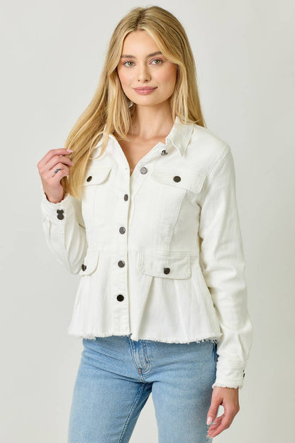 Alex Washed Denim Peplum Jacket