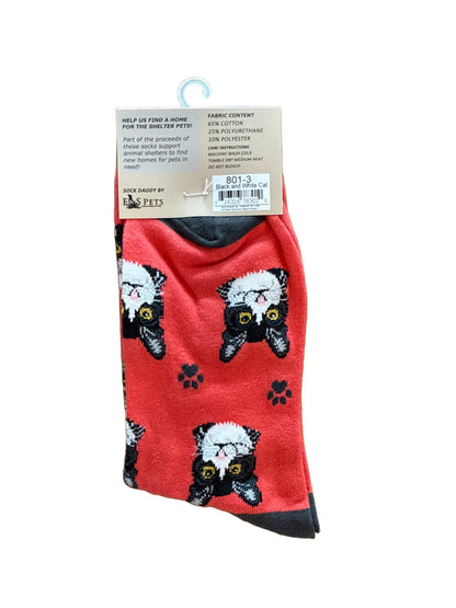 Black and White Cat Socks