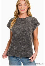 Halo Snow Washed Cuffed Short Sleeve Tee !