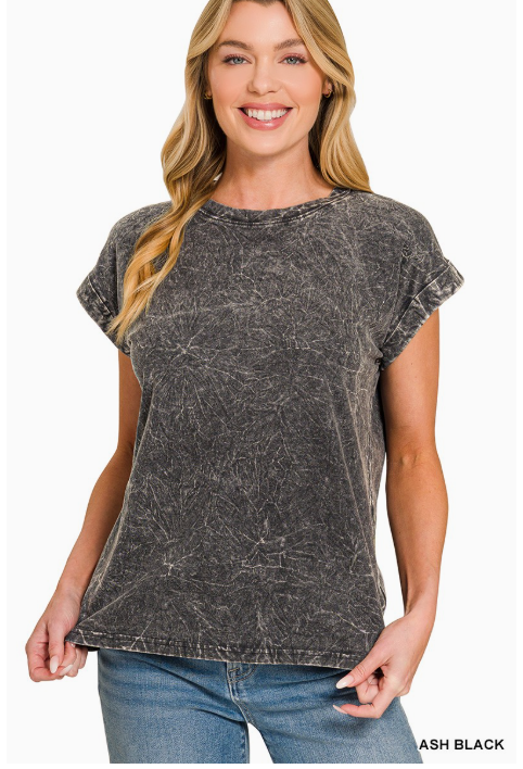 Halo Snow Washed Cuffed Short Sleeve Tee !