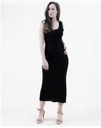 Neutral Sleeveless Dress Small Mesh Stitch Knit Dress