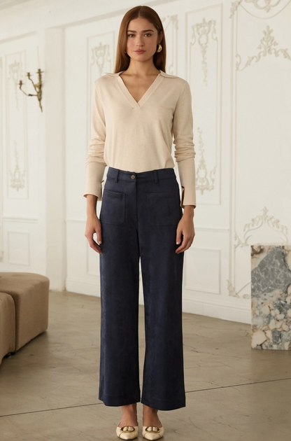 Faux Suede Wide Leg Pants