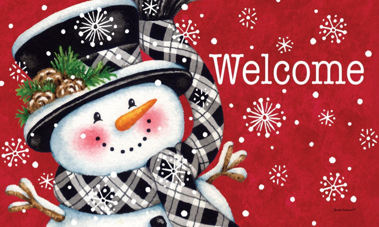 Black and Red Snowman-Floor Mat