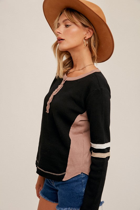 Color Block Henley Top