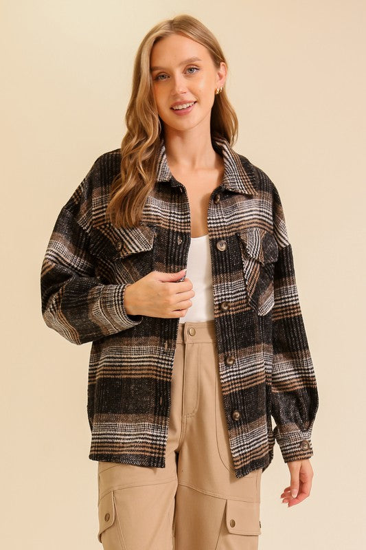 Cozy Plaid Button Up Shacket