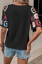 Missy Floral Crochet Short Sleeve Top