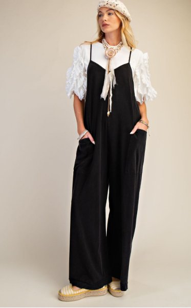 MISSY MINERAL WASHED COTTON SPAN JUMPSUITS