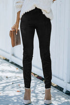High Waist Faux Suede Skinny Leggings