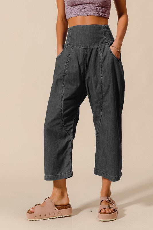 Relaxed Fit Harem Jooger Denim Pants