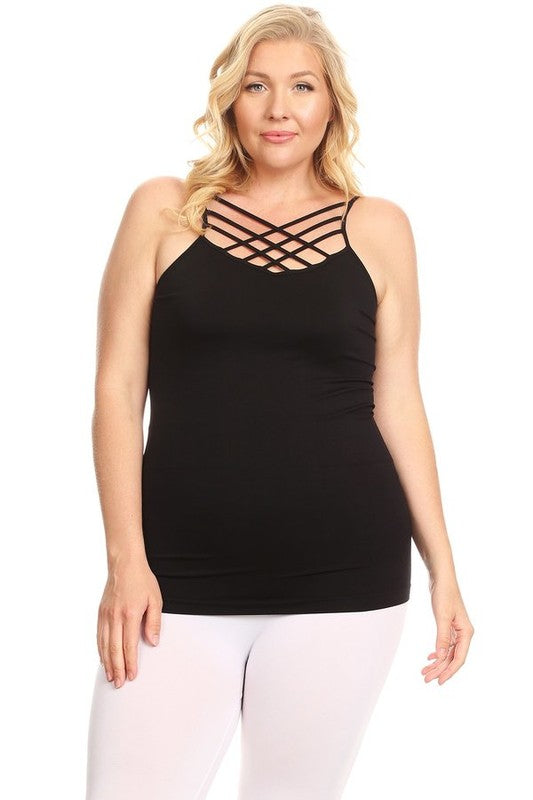 SEAMLESS TRIPLE CRISS-CROSS FRONT CAMI One Size