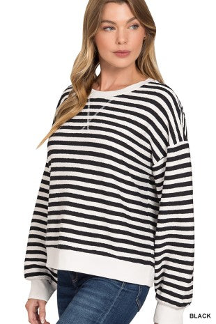 Melissa Striped Rib Banded Pullover