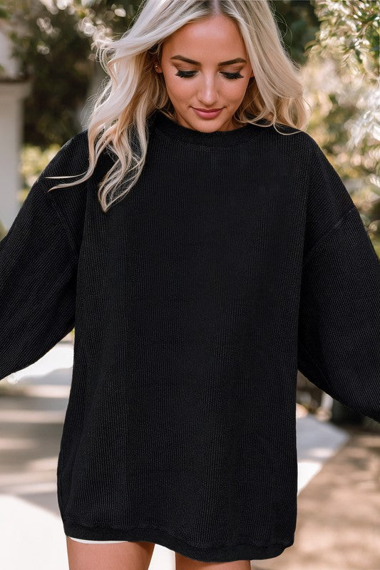 Ribbed Corded Oversized Sweatshirt