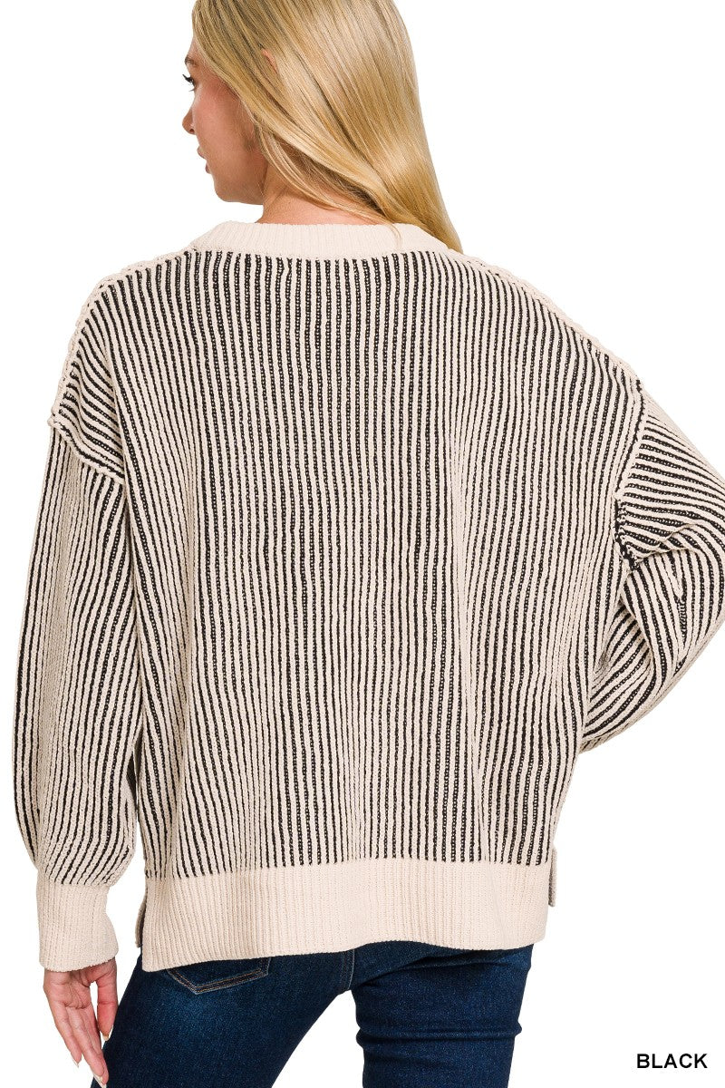 Two Tone Crewneck Sweater