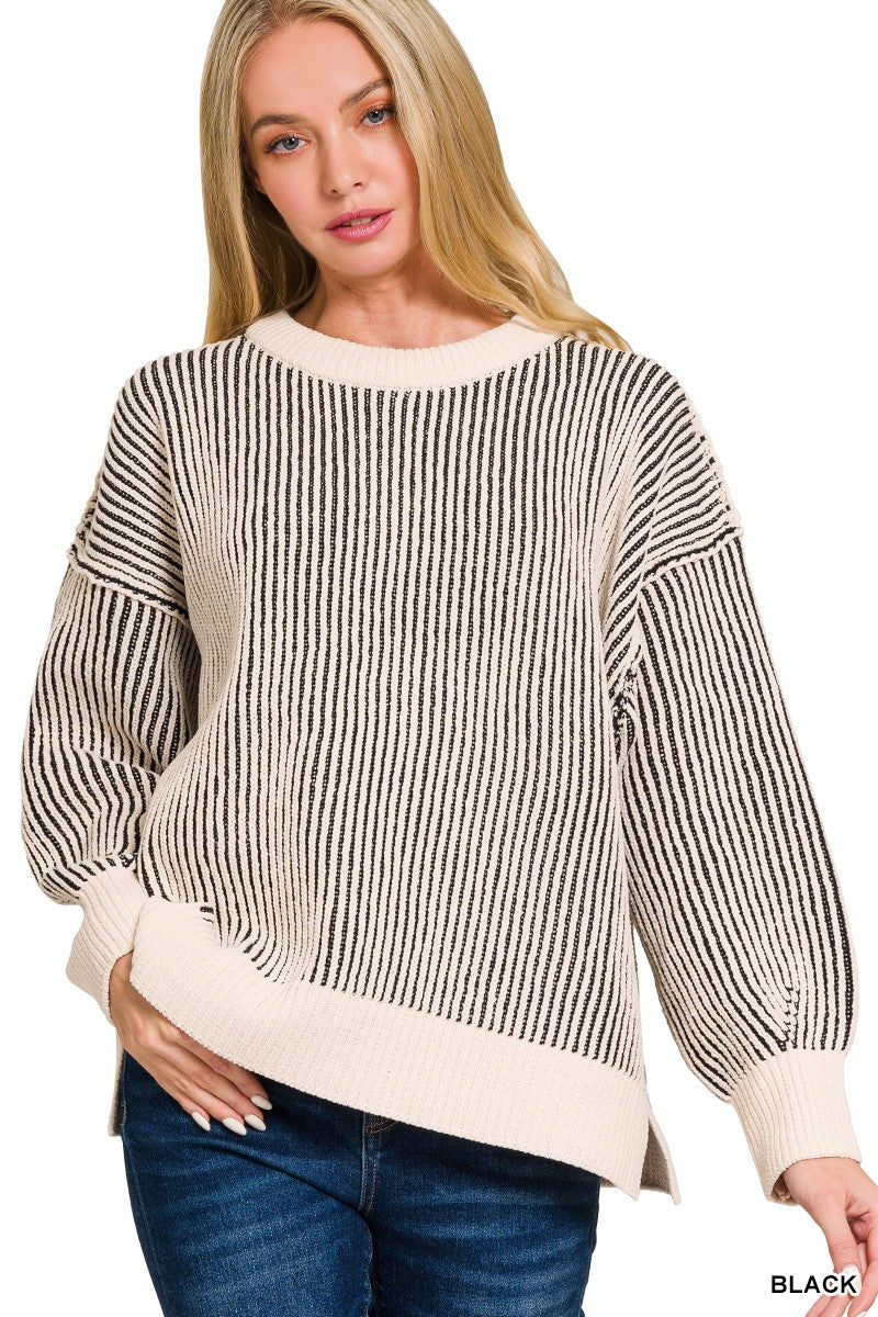 Two Tone Crewneck Sweater