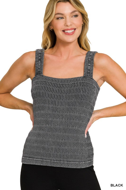 Seamless Winkle Stone Washed Tank Top