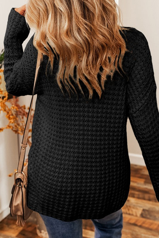 Open Knit V Neck Sweater