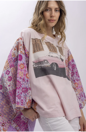 Elvis Poncho Sleeve Top Pink
