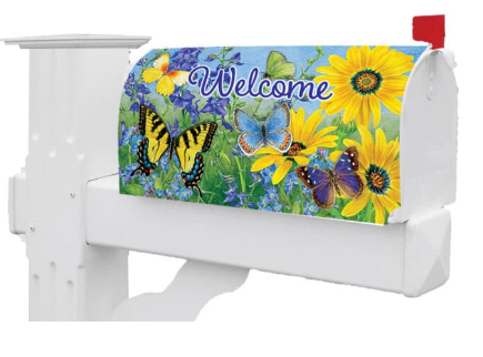 Blue & Yellow Butterflies Mailbox Cover