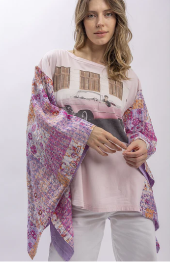 Elvis Poncho Sleeve Top Pink
