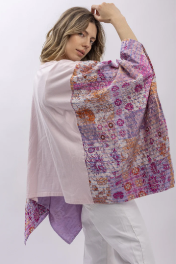 Elvis Poncho Sleeve Top Pink