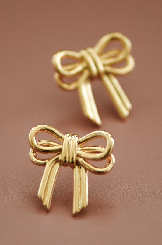 18K Waterproof Non-Tarnish Stainless Steel Bow Studs