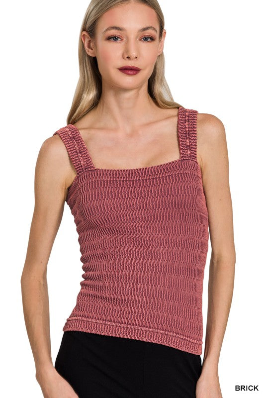 Seamless Winkle Stone Washed Tank Top