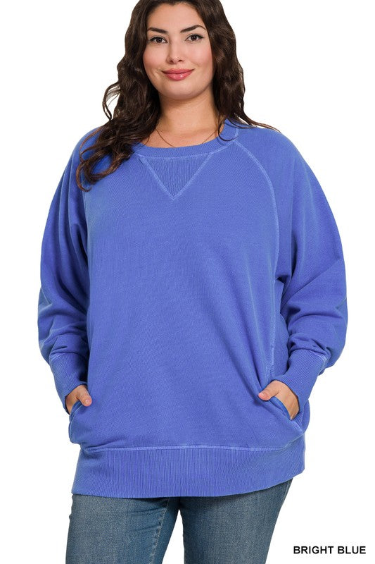 PIGMENT DYED FRENCH TERRY PULLOVER WITH POCKETS
