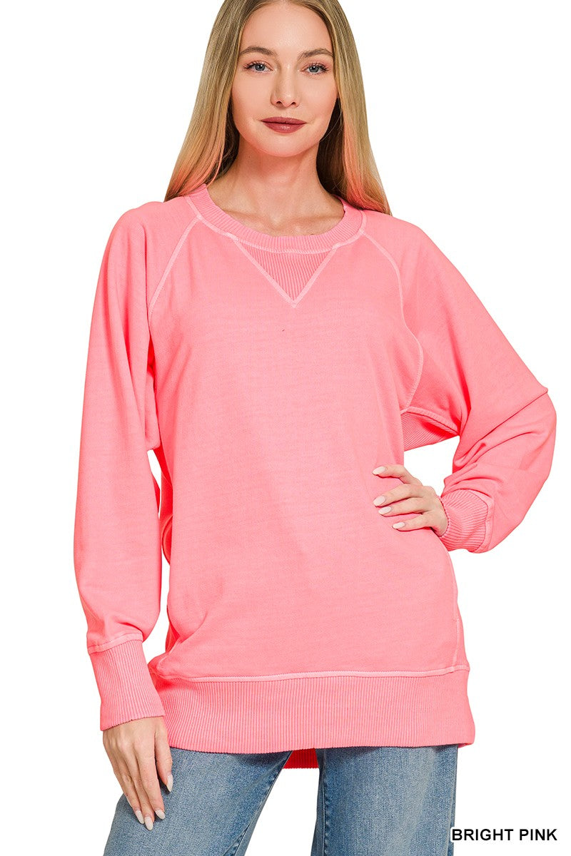 PIGMENT DYED FRENCH TERRY PULLOVER WITH POCKETS