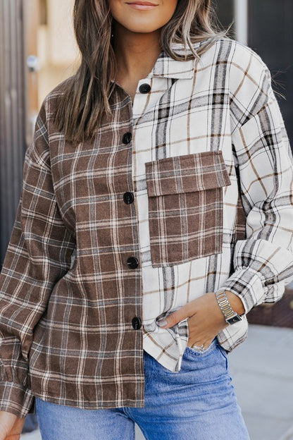 Breanna Brown Mixed Plaid Soft Oversized Shirt