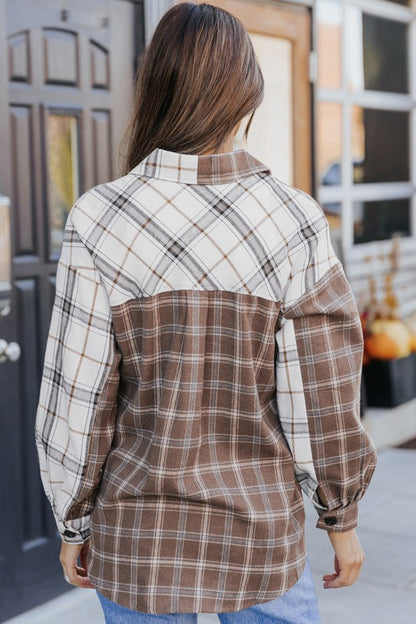 Breanna Brown Mixed Plaid Soft Oversized Shirt