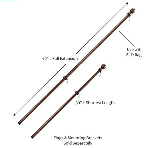 Metal Extendable House Flag Bronze !