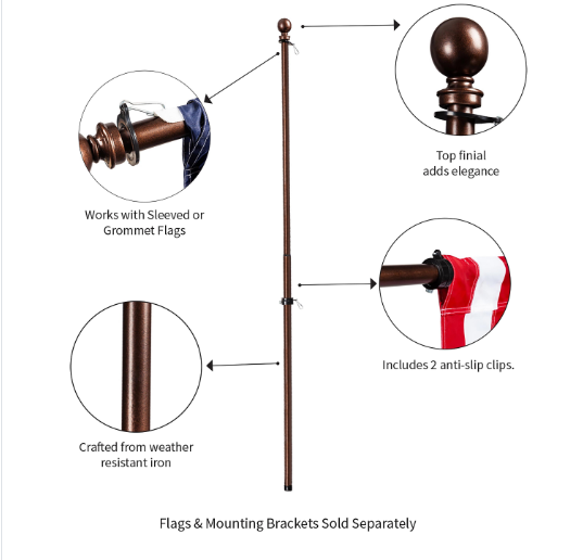 Metal Extendable House Flag Bronze !