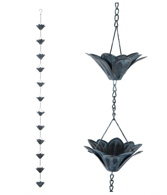 Bronze Patina Flower Rain Chain