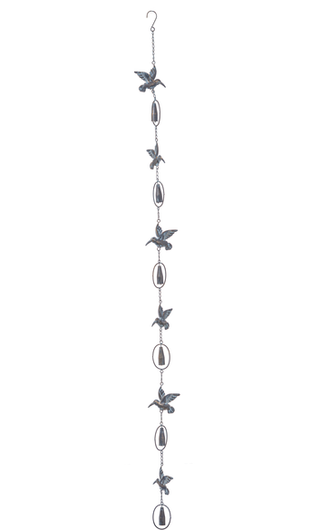 Bronze Patina Hummingbird Rain Chain With Bell