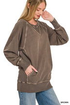 PIGMENT DYED FRENCH TERRY PULLOVER WITH POCKETS
