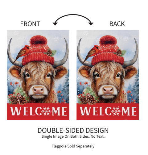 Bundled Up Highland Cow Suede Flag