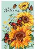 Butterfly Glow Burlap Flag
