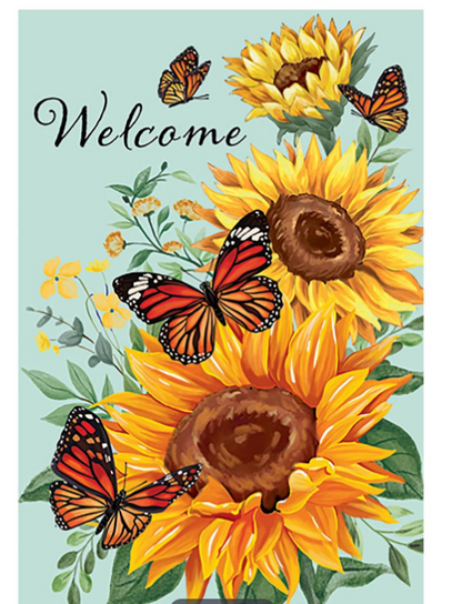 Butterfly Glow Burlap Flag