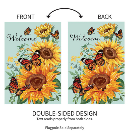 Butterfly Glow Burlap Flag