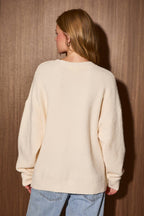 Snowman Embroidered Oversized Crew Neck Sweater