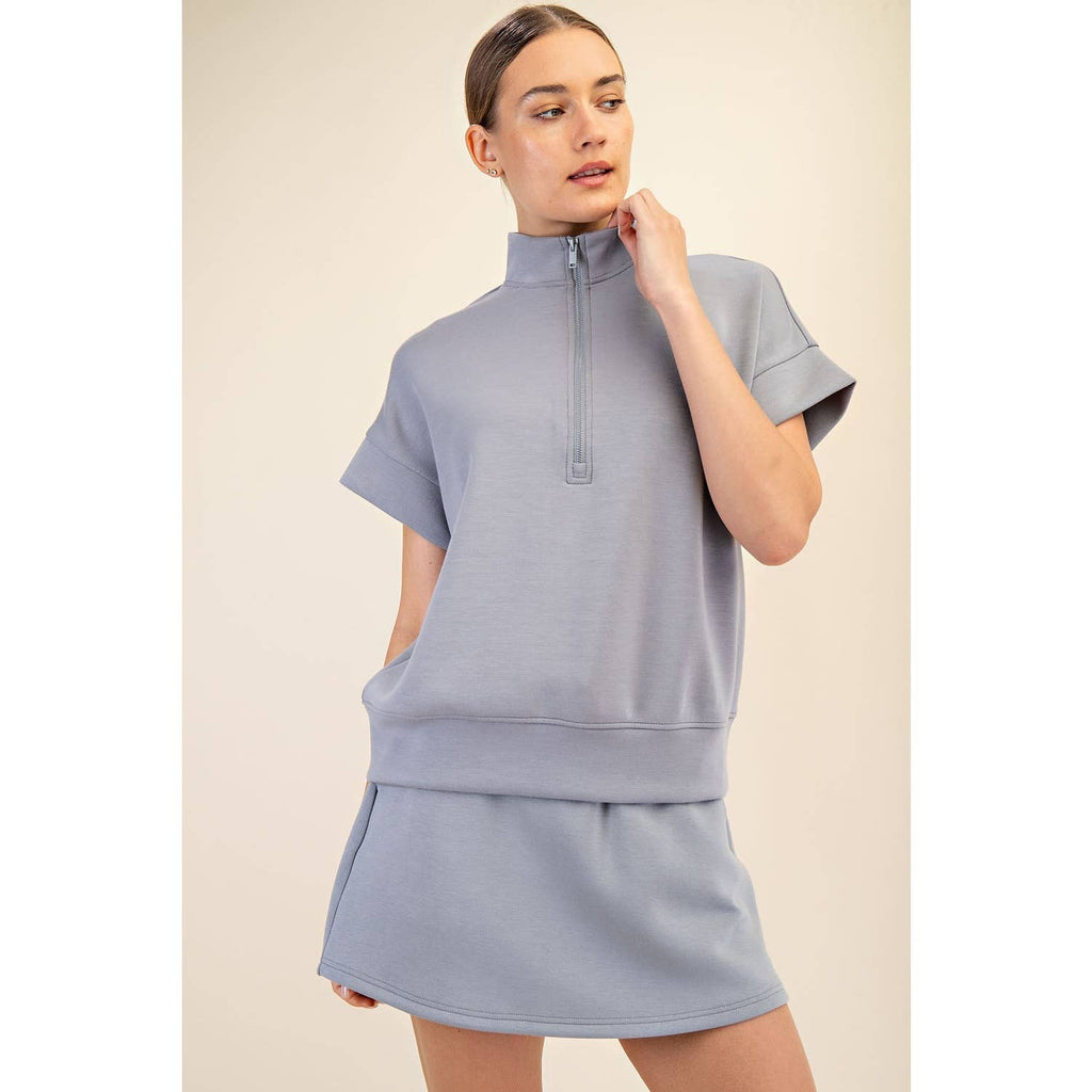Rae Mode - MODAL SCUBA QUARTER ZIP SHORT SLEEVE TOP