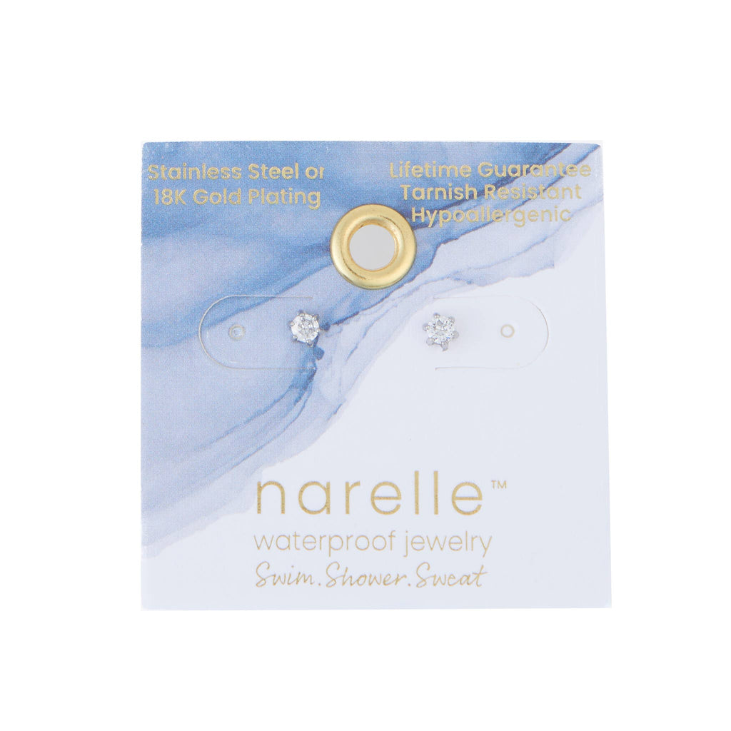 Howard's - Waterproof Earrings 3mm Round Cubic Zirconia Stud Narelle