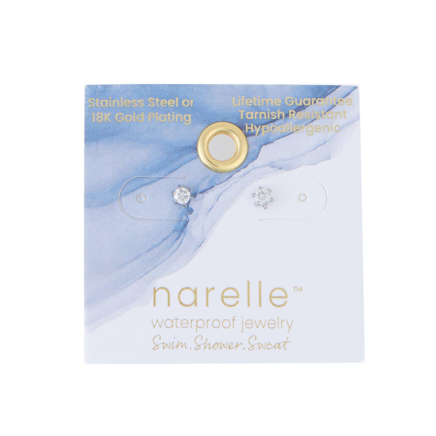 Howard's - Waterproof Earrings 3mm Round Cubic Zirconia Stud Narelle